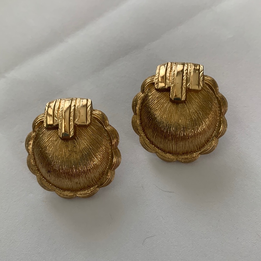 Monet Brushed Gold Clip Earrings